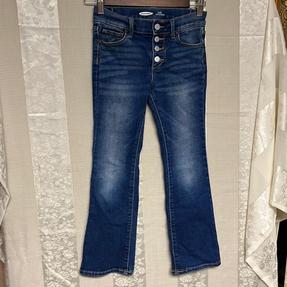 Old Navy High Rise Flare Button Denim Jeans Girls size 7